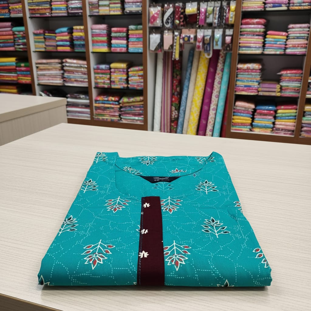 Teal Ruby Leaf Pattern Nighty 2XL Onezeros.in