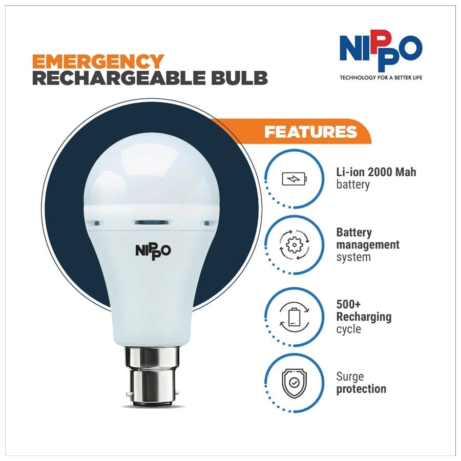 Nippo Rechargeable Emergency Inverter Bulb NIPPO