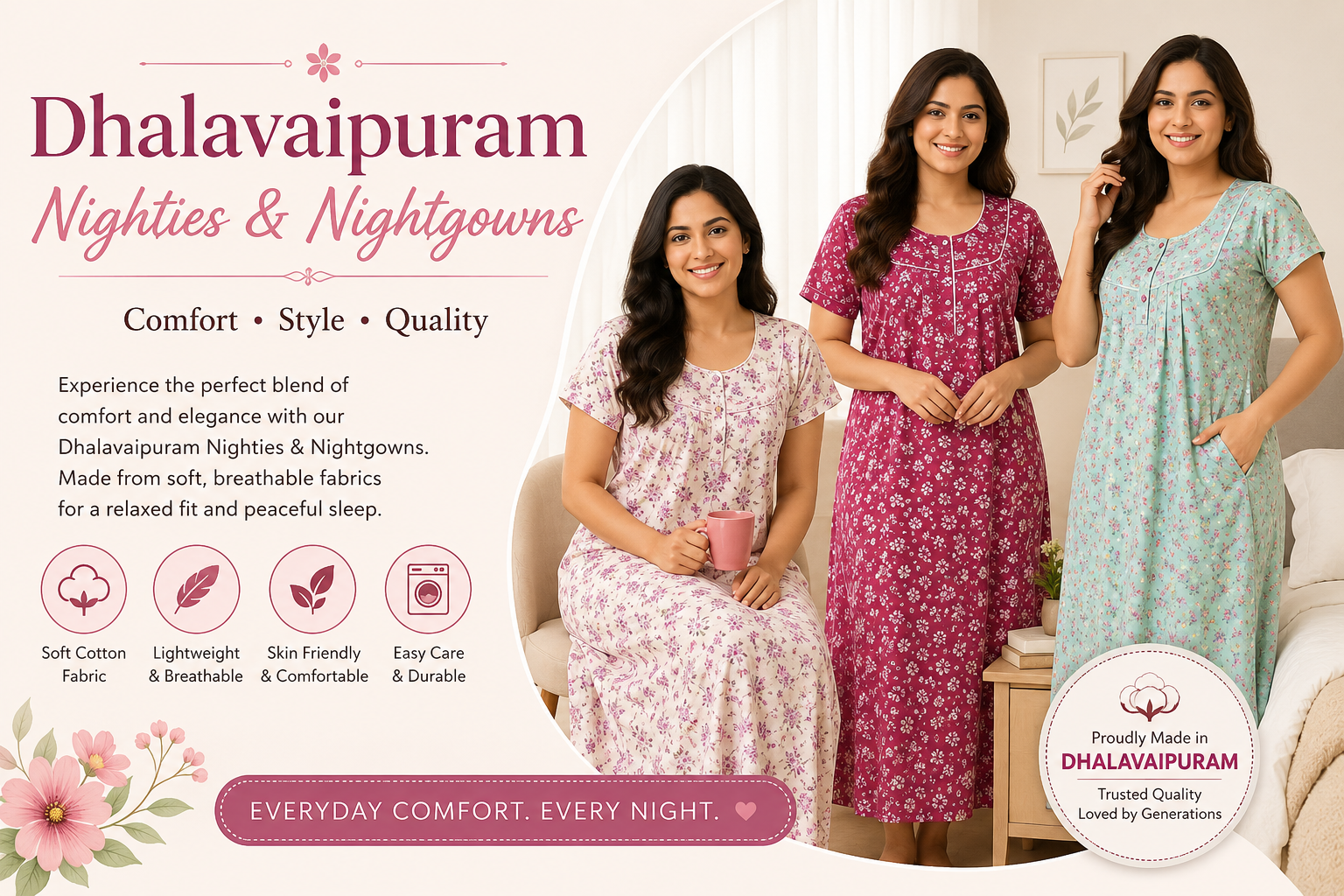 Dhalavaipuram Nighty: Comfortable Cotton Nightwear for Women
