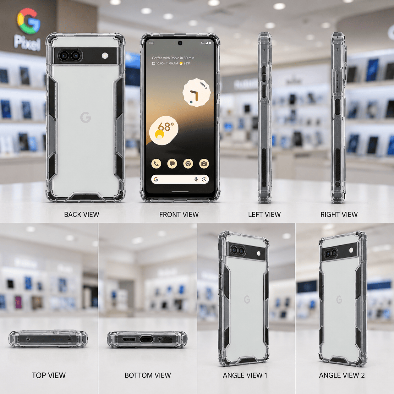 2 in1 Acrylic Transparent Back Cover For Google Pixel 6A Black Onezeros.in