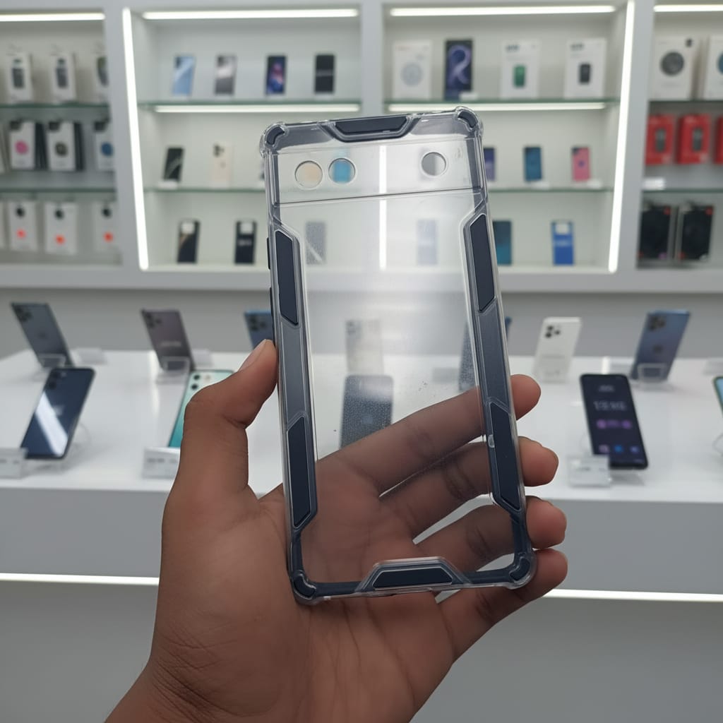2 in1 Acrylic Transparent Back Cover For Google Pixel 6A Black Onezeros.in