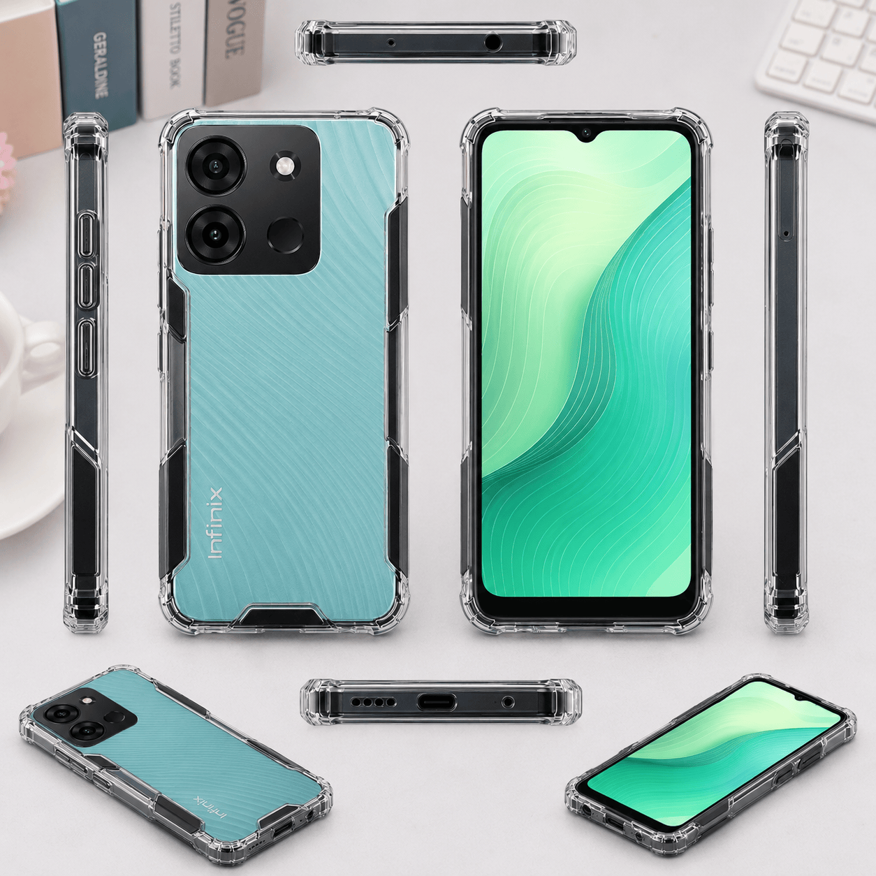2 in1 Acrylic Transparent Back Cover For Infinix Smart 7 Black Onezeros.in