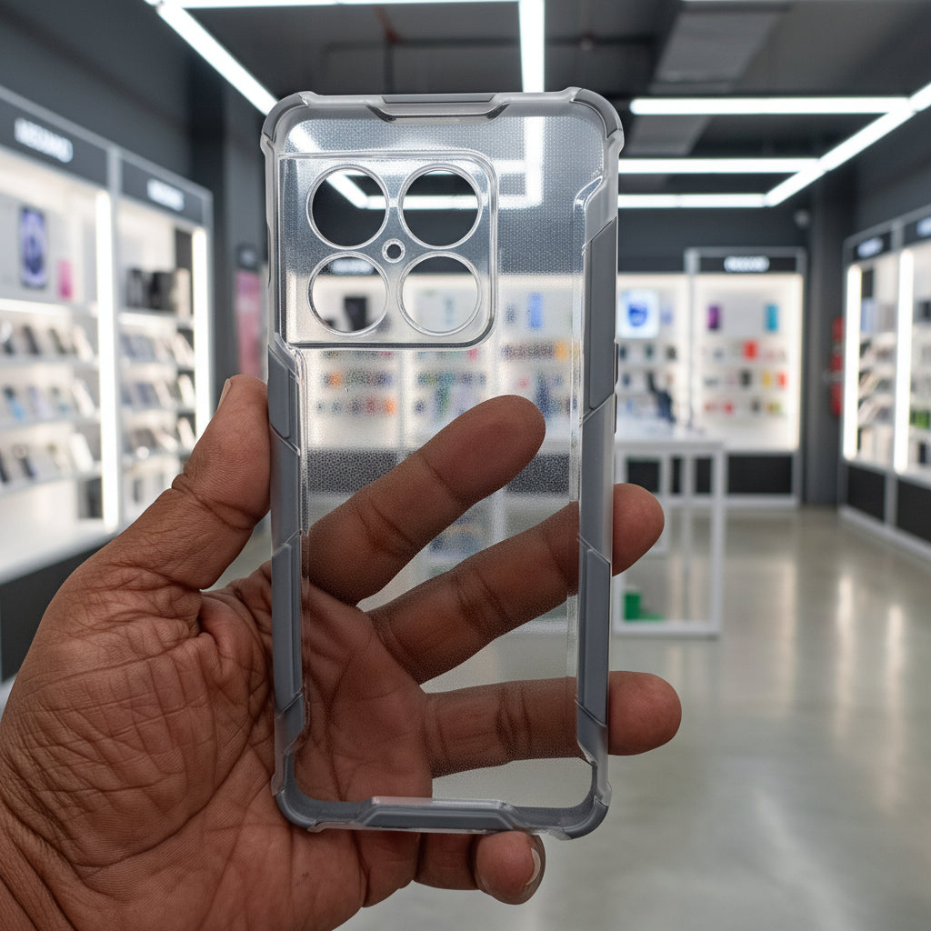 2 in1 Acrylic Transparent Back Cover For OnePlus 10 Pro 5G Gray Onezeros.in
