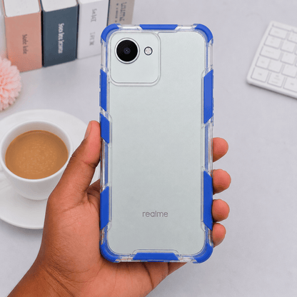 2 in1 Acrylic Transparent Back Cover For Realme C30 Blue Onezeros.in