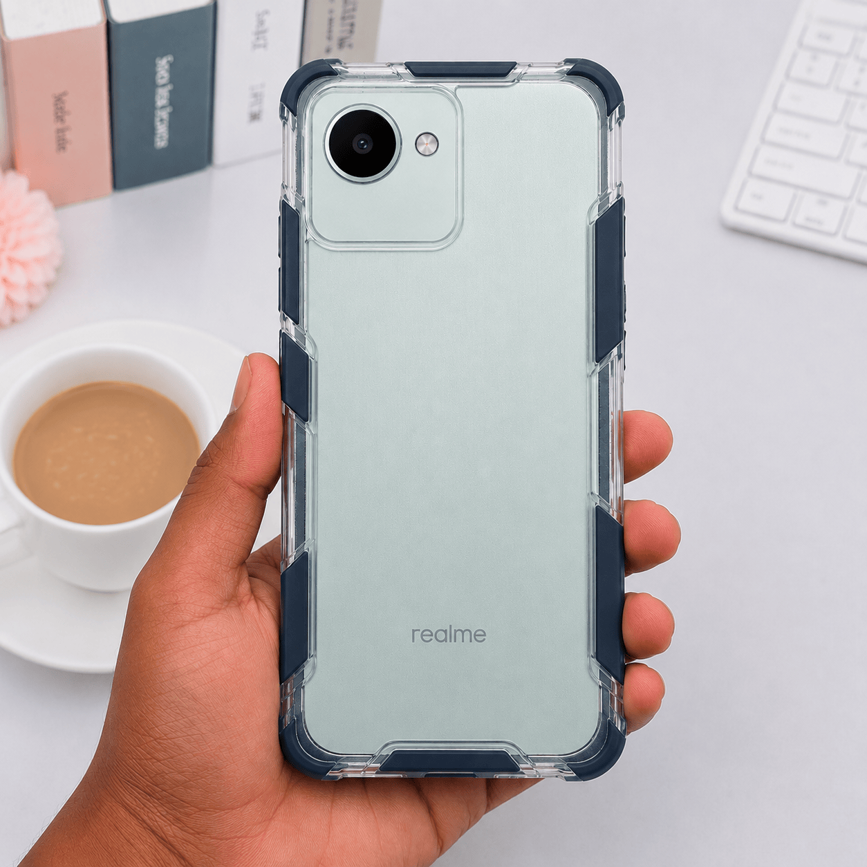 2 in1 Acrylic Transparent Back Cover For Realme C30 Black Onezeros.in