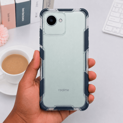 2 in1 Acrylic Transparent Back Cover For Realme C30 Black Onezeros.in