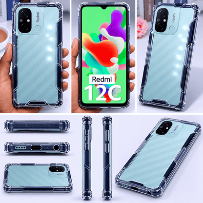 2 in1 Acrylic Transparent Back Cover For Redmi 12C 5G Black Onezeros.in