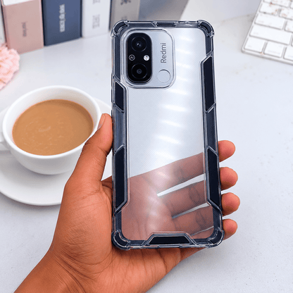 2 in1 Acrylic Transparent Back Cover For Redmi 12C 5G Black Onezeros.in