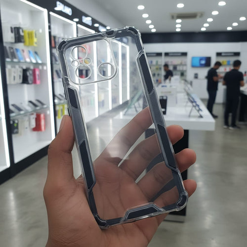 2 in1 Acrylic Transparent Back Cover For Redmi 12C 5G Black Onezeros.in