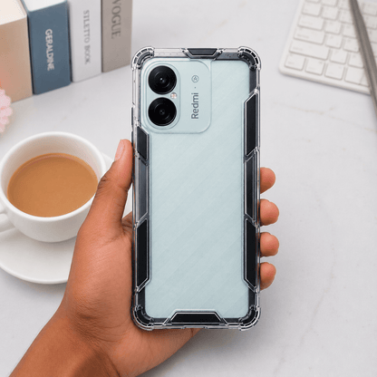 2 in1 Acrylic Transparent Back Cover For Redmi 13C 5G Black Onezeros.in