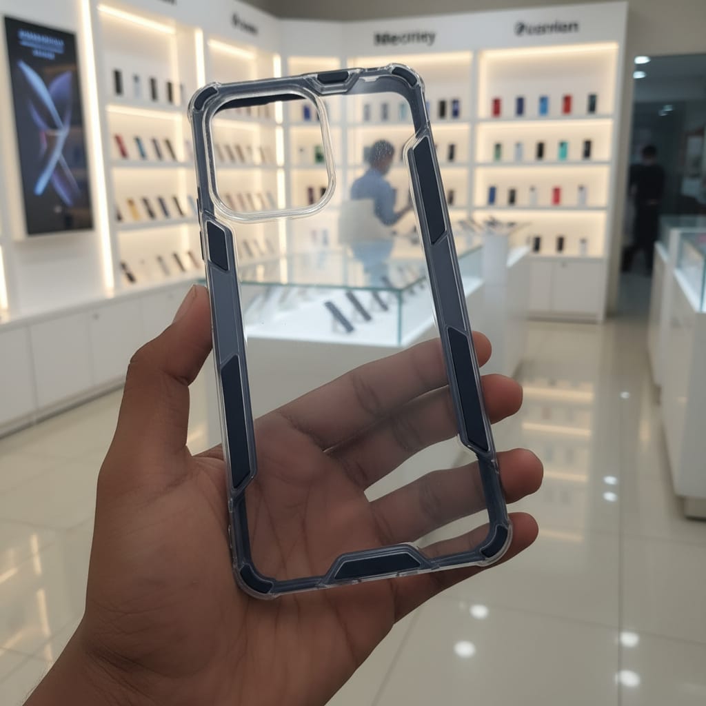 2 in1 Acrylic Transparent Back Cover For Redmi 13C 5G Black Onezeros.in