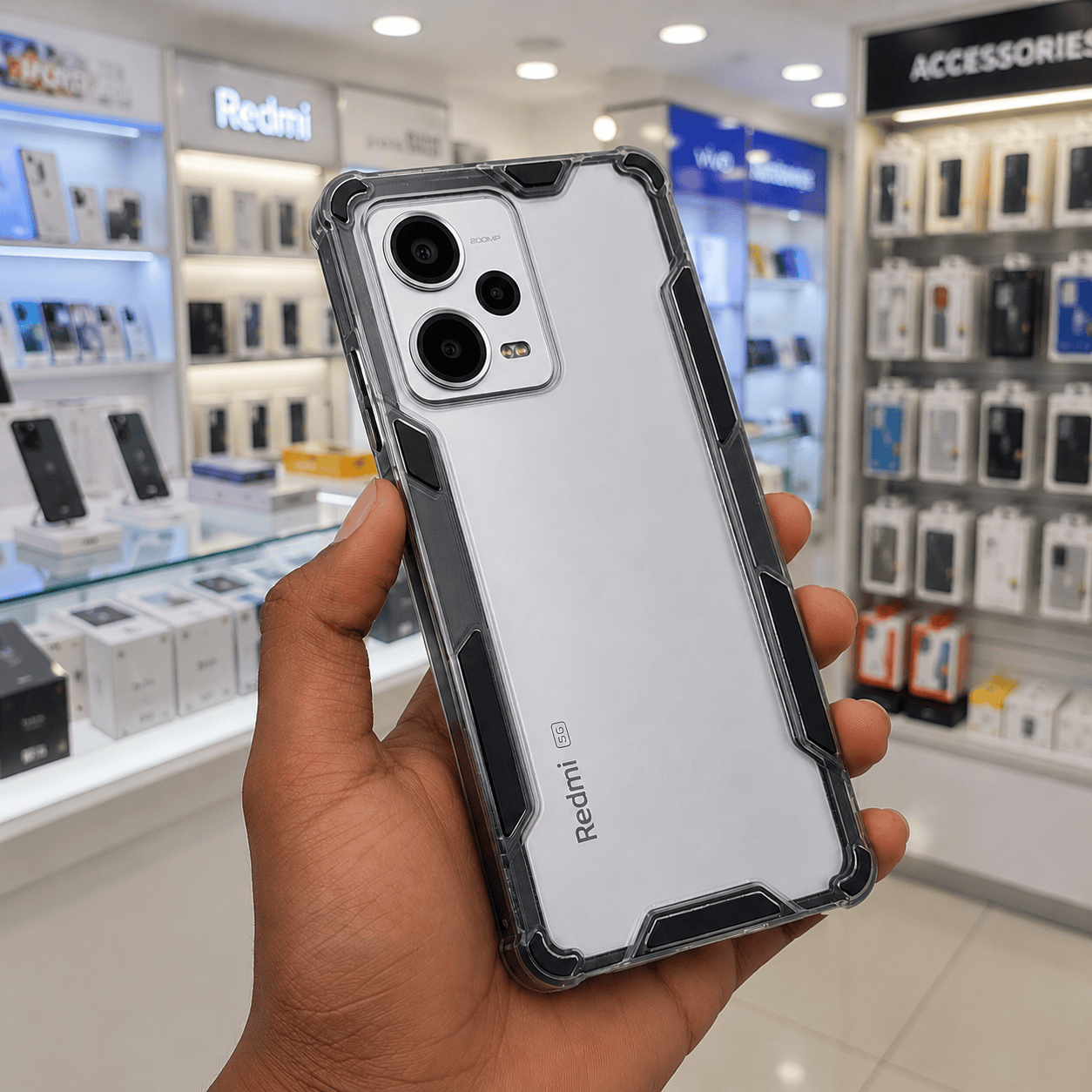 2 in1 Acrylic Transparent Back Cover For Redmi Note 12 Pro Plus Black Onezeros.in