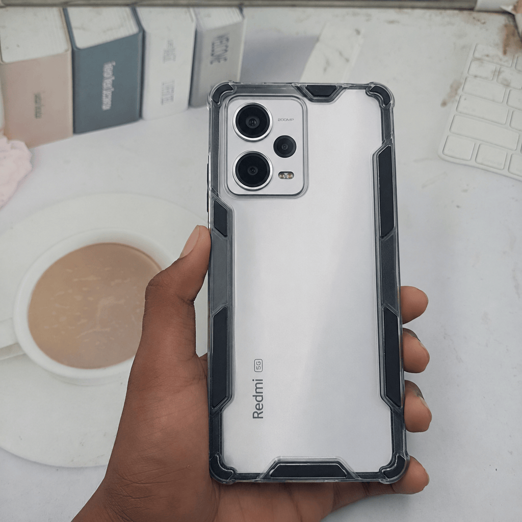 2 in1 Acrylic Transparent Back Cover For Redmi Note 12 Pro Plus Black Onezeros.in
