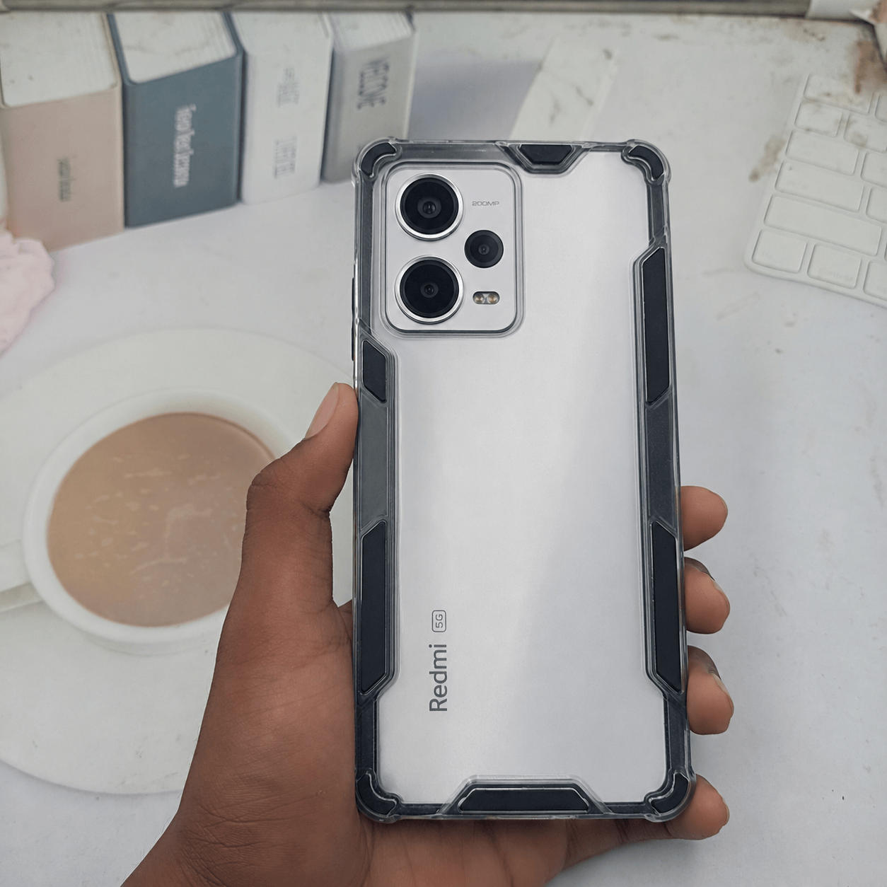 2 in1 Acrylic Transparent Back Cover For Redmi Note 12 Pro Plus Black Onezeros.in