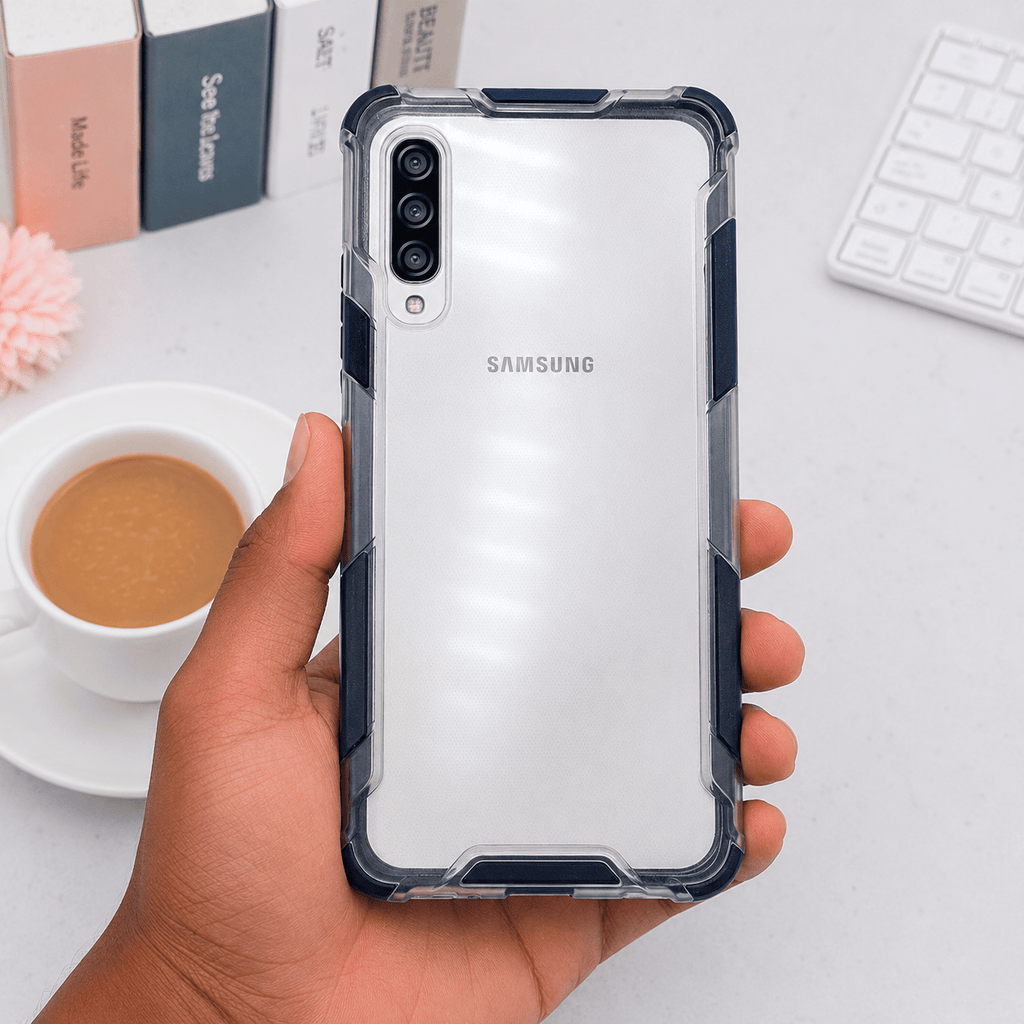 2 in1 Acrylic Transparent Back Cover For Samsung Galaxy A50 Black Onezeros.in