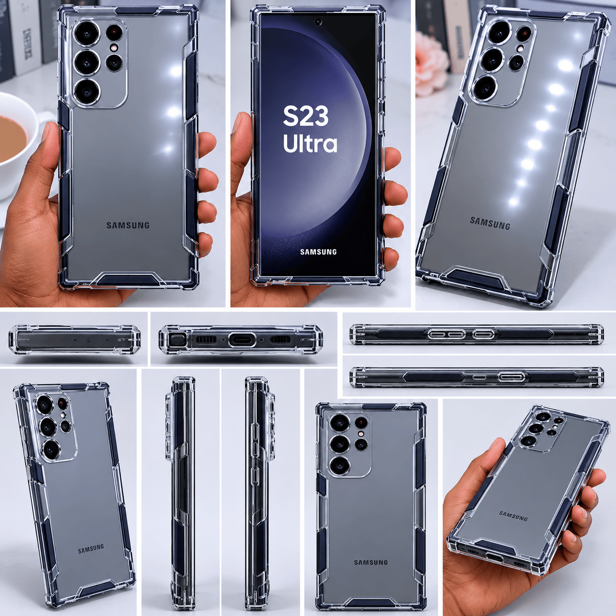 2 in1 Acrylic Transparent Back Cover For Samsung Galaxy S23 Ultra Onezeros.in