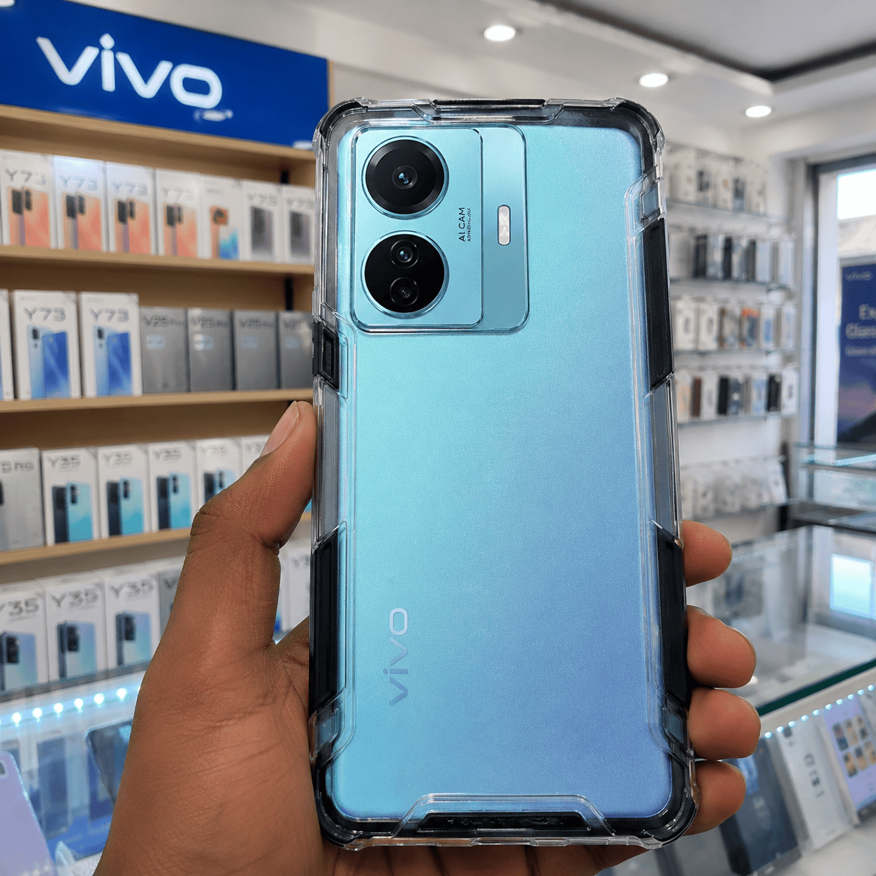 2 in1 Acrylic Transparent Back Cover For Vivo T1 Pro Black / Vivo T1 Pro/iQOO Z6 Pro Onezeros.in