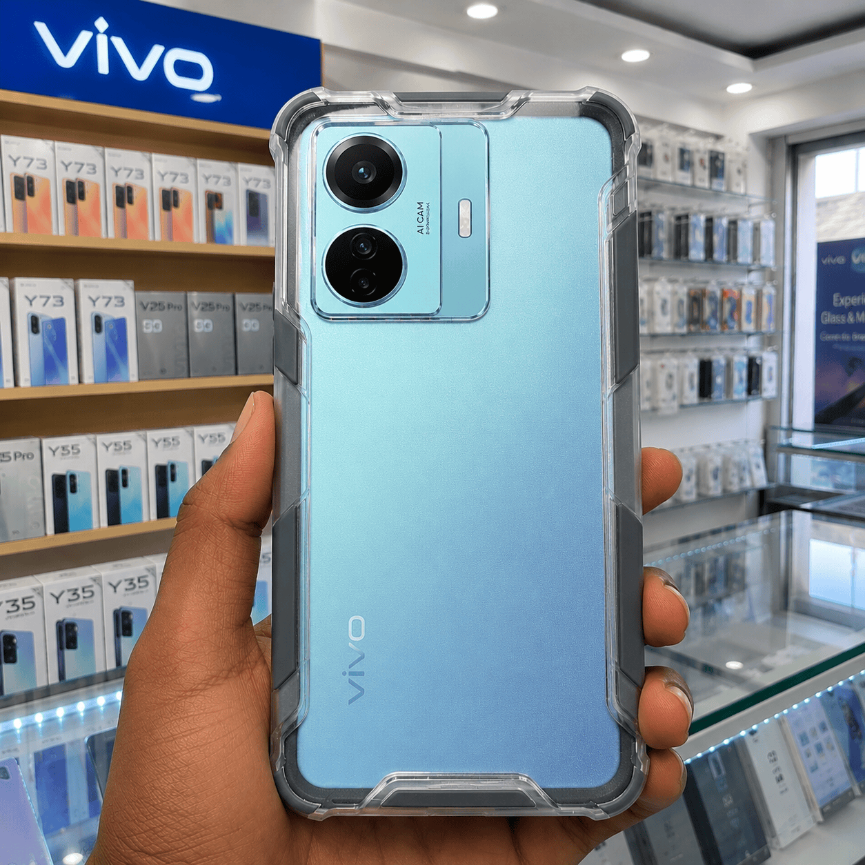 2 in1 Acrylic Transparent Back Cover For Vivo T1 Pro Gray / Vivo T1 Pro/iQOO Z6 Pro Onezeros.in