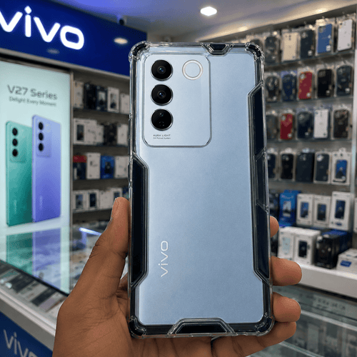 2 in1 Acrylic Transparent Back Cover For Vivo V27 Black Onezeros.in