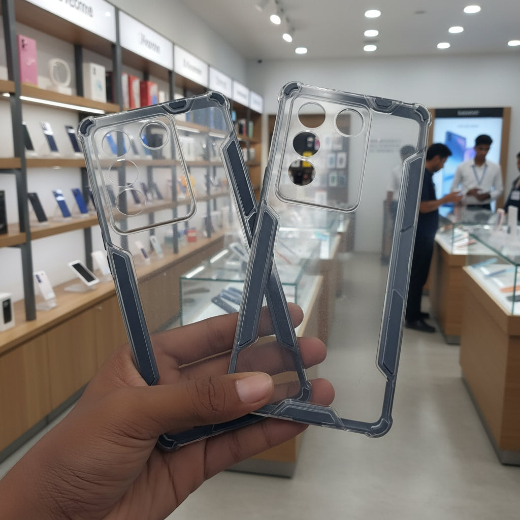 2 in1 Acrylic Transparent Back Cover For Vivo V27 Onezeros.in