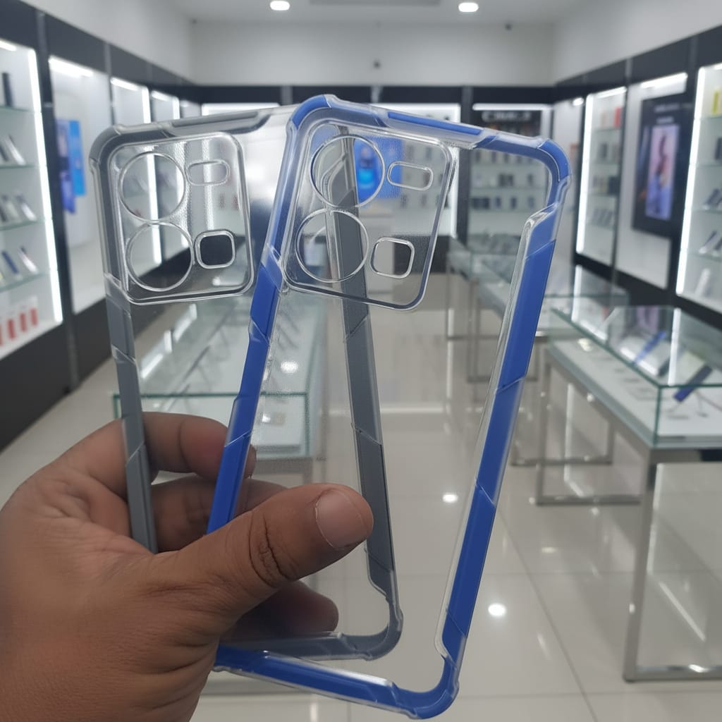 2 in1 Acrylic Transparent Back Cover For Vivo Y35 Onezeros.in
