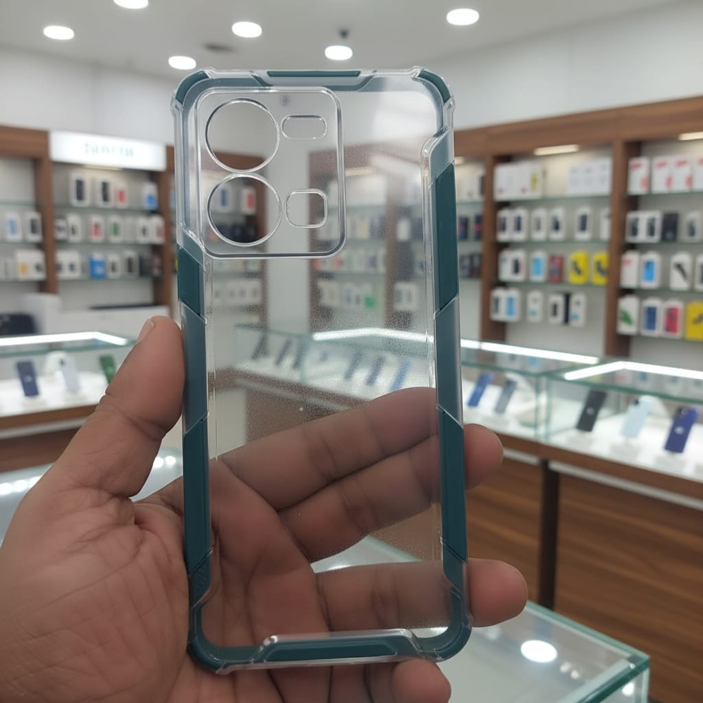 2 in1 Acrylic Transparent Back Cover For Vivo Y35 Dark Green Onezeros.in