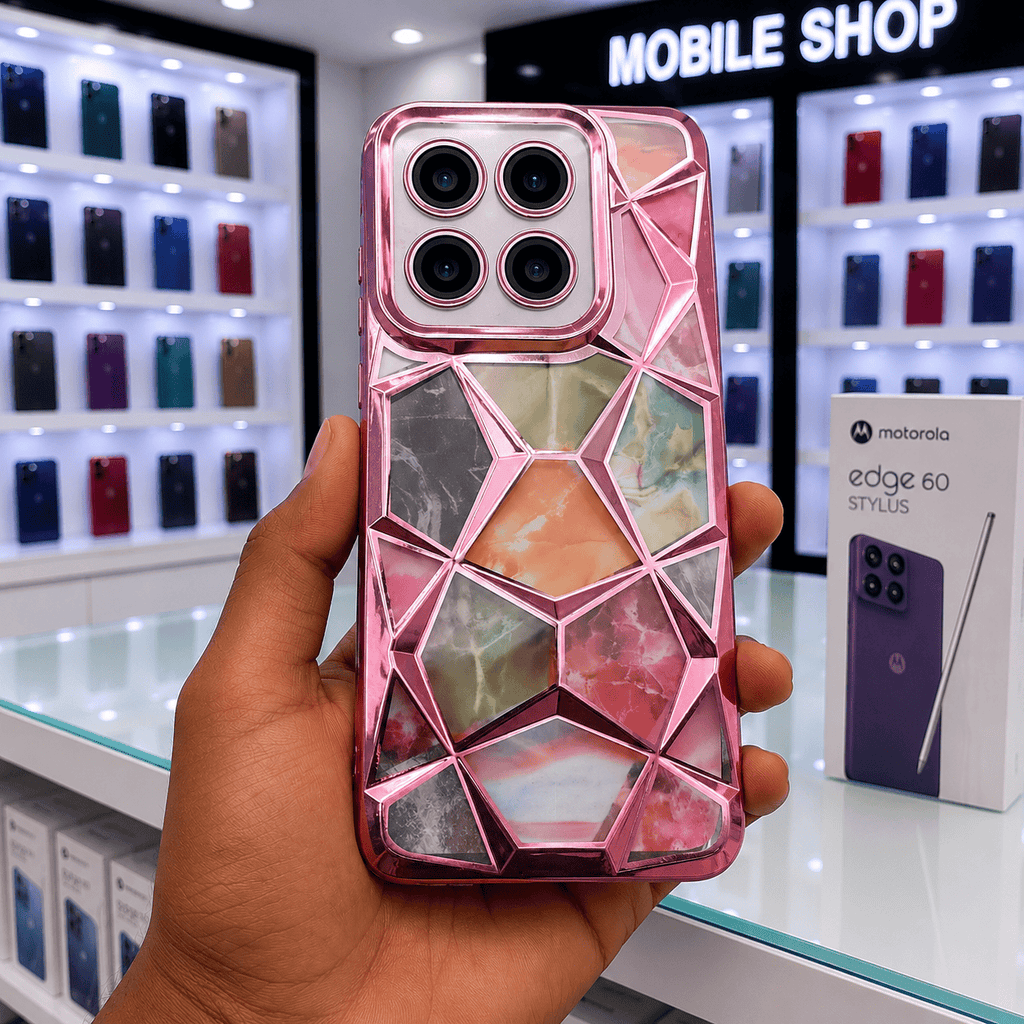 3D Diamond Design Marble Stone Phone Cover for Moto Edge 60 Stylus Back Case Onezeros.in