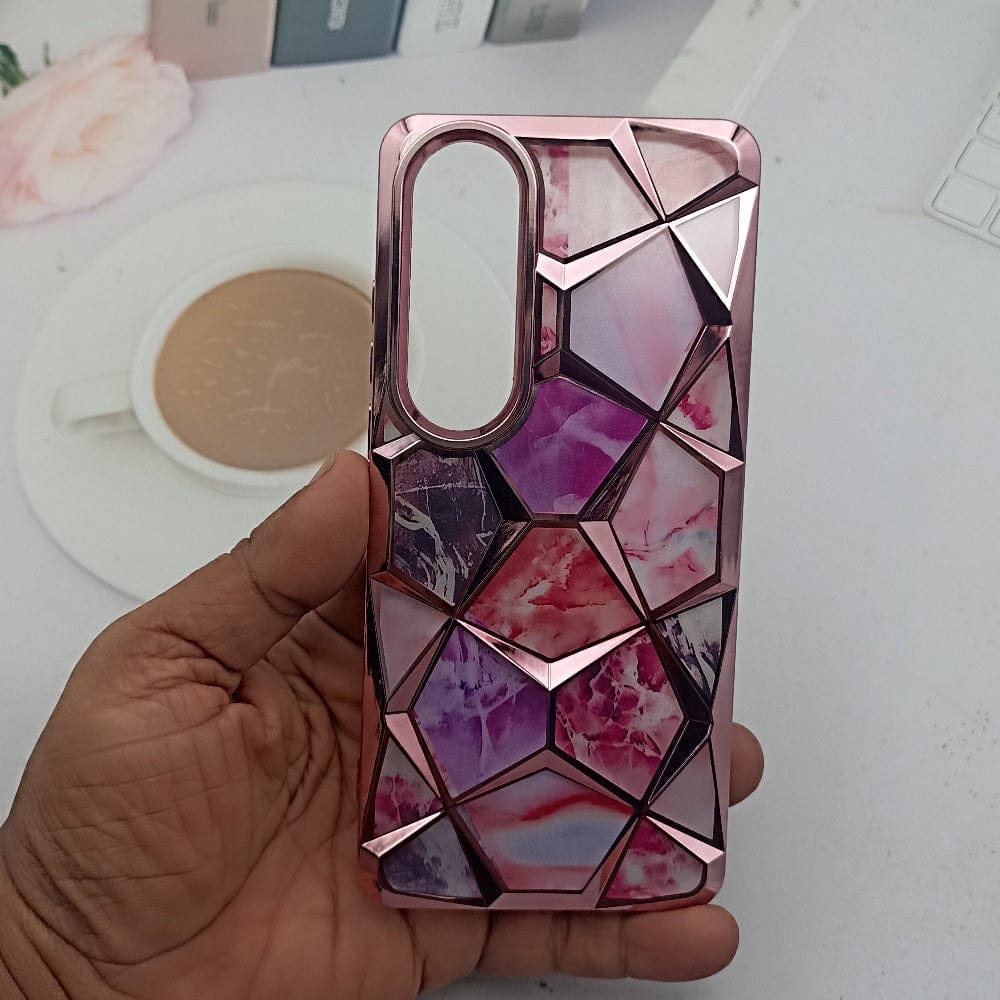 3D Diamond Design Marble Stone Phone Cover for OnePlus Nord CE 4 5G Back Case Pink Onezeros.in