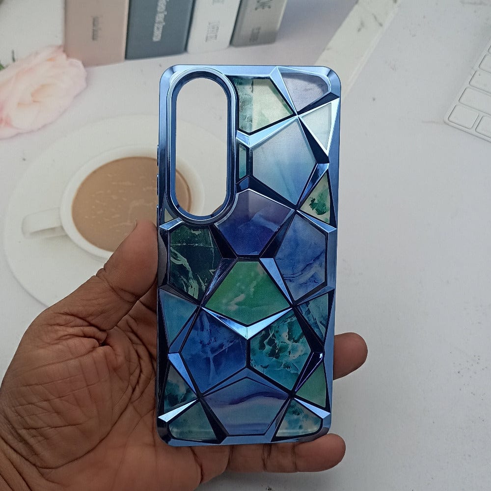 3D Diamond Design Marble Stone Phone Cover for OnePlus Nord CE 4 5G Back Case Blue Onezeros.in