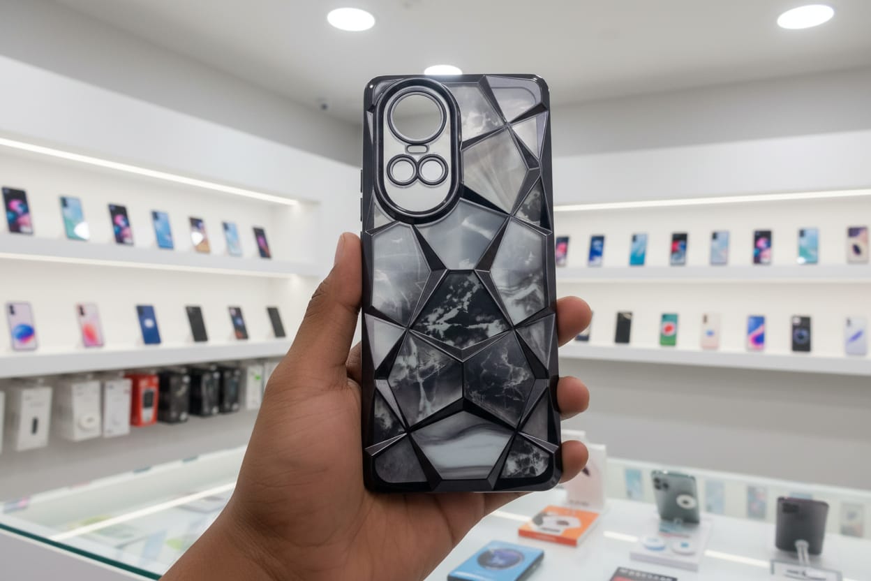 3D Diamond Design Marble Stone Phone Cover for OPPO Reno 10 5G Back Case Black Onezeros.in