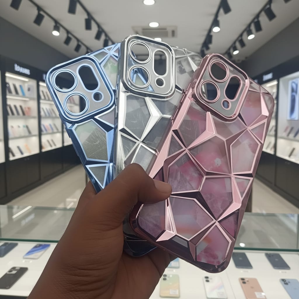 3D Diamond Design Marble Stone Phone Cover for OPPO Reno 14 5G Back Case Onezeros.in