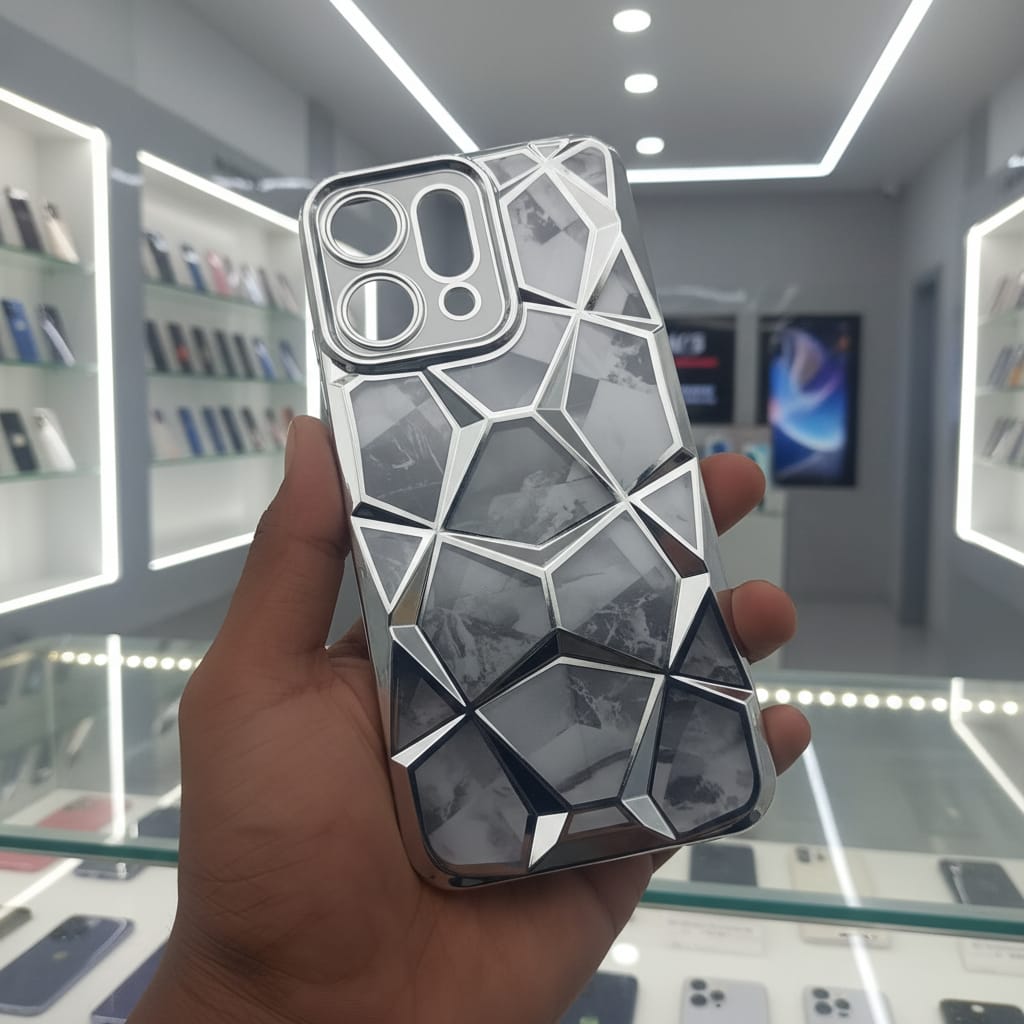3D Diamond Design Marble Stone Phone Cover for OPPO Reno 14 5G Back Case Onezeros.in