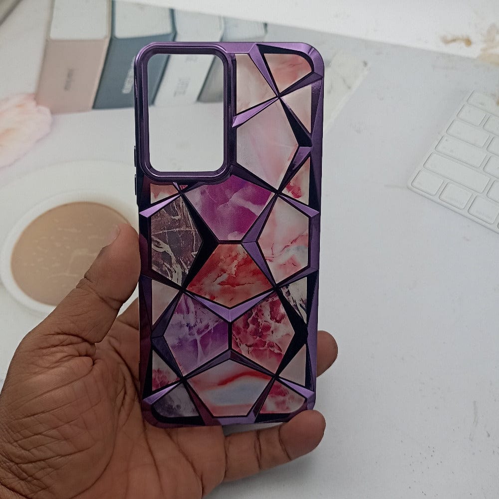 3D Diamond Design Marble Stone Phone Cover for Vivo T3 Lite 5G Back Case Purple Onezeros.in