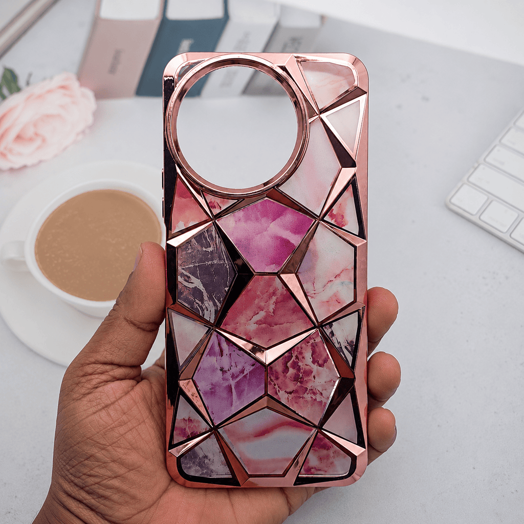 3D Diamond Design Marble Stone Phone Cover for Vivo T3x Back Case Onezeros.in