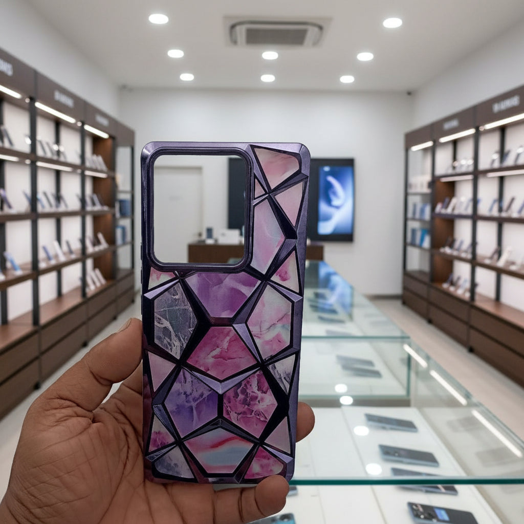 3D Diamond Design Marble Stone Phone Cover for Vivo Y200 Pro Back Case Onezeros.in