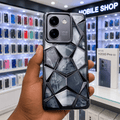 3D Diamond Design Marble Stone Phone Cover for Vivo Y200 Pro Back Case Black Onezeros.in