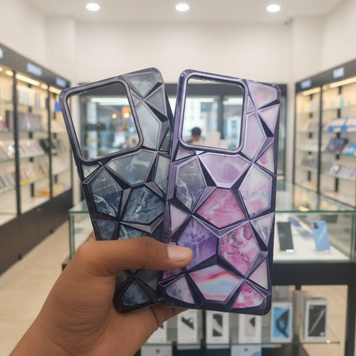 3D Diamond Design Marble Stone Phone Cover for Vivo Y200 Pro Back Case Pink Onezeros.in