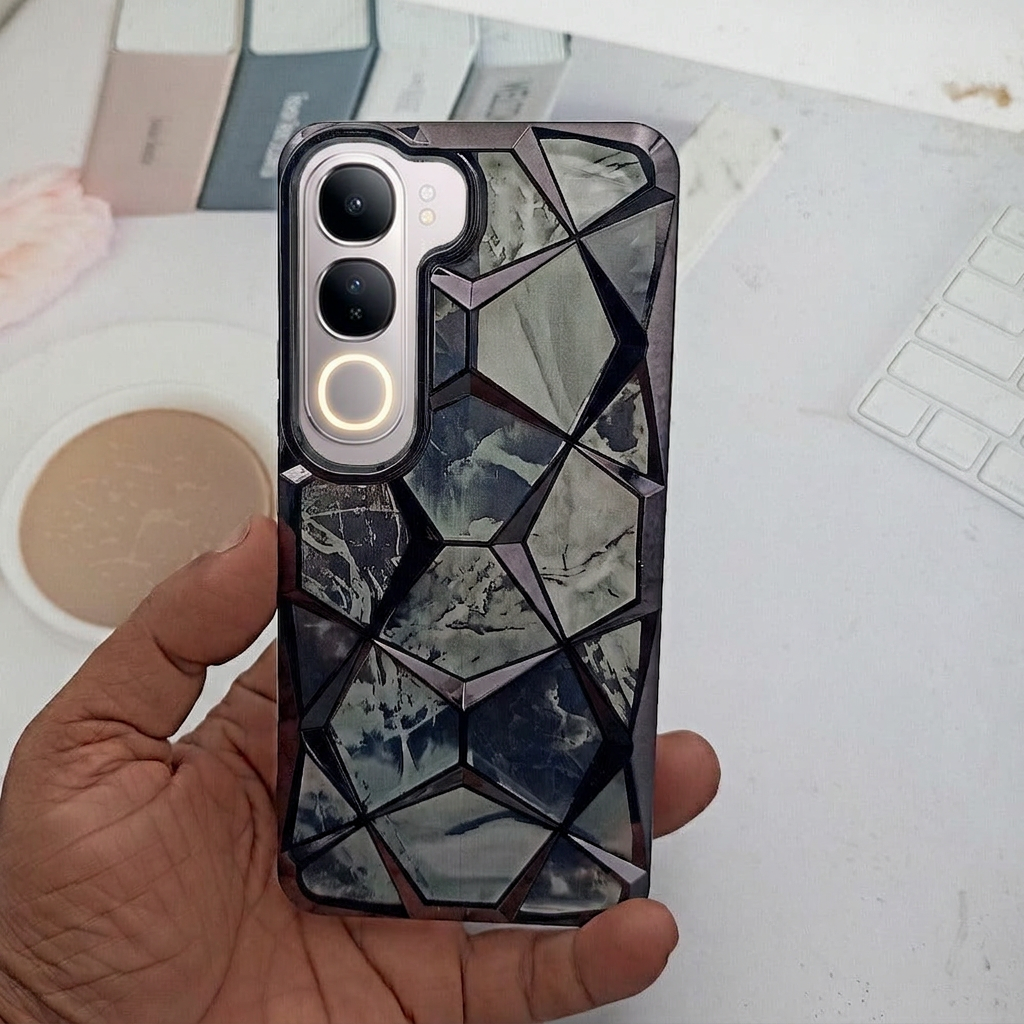 3D Diamond Design Marble Stone Phone Cover for Vivo Y300 Back Case Onezeros.in