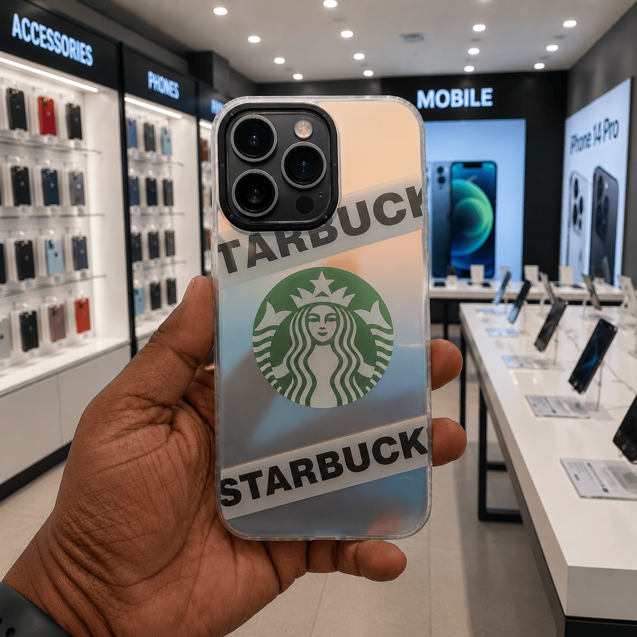 3D Starbucks Mobile Phone Case for iPhone 14 Pro Stylish Back Cover Onezeros.in