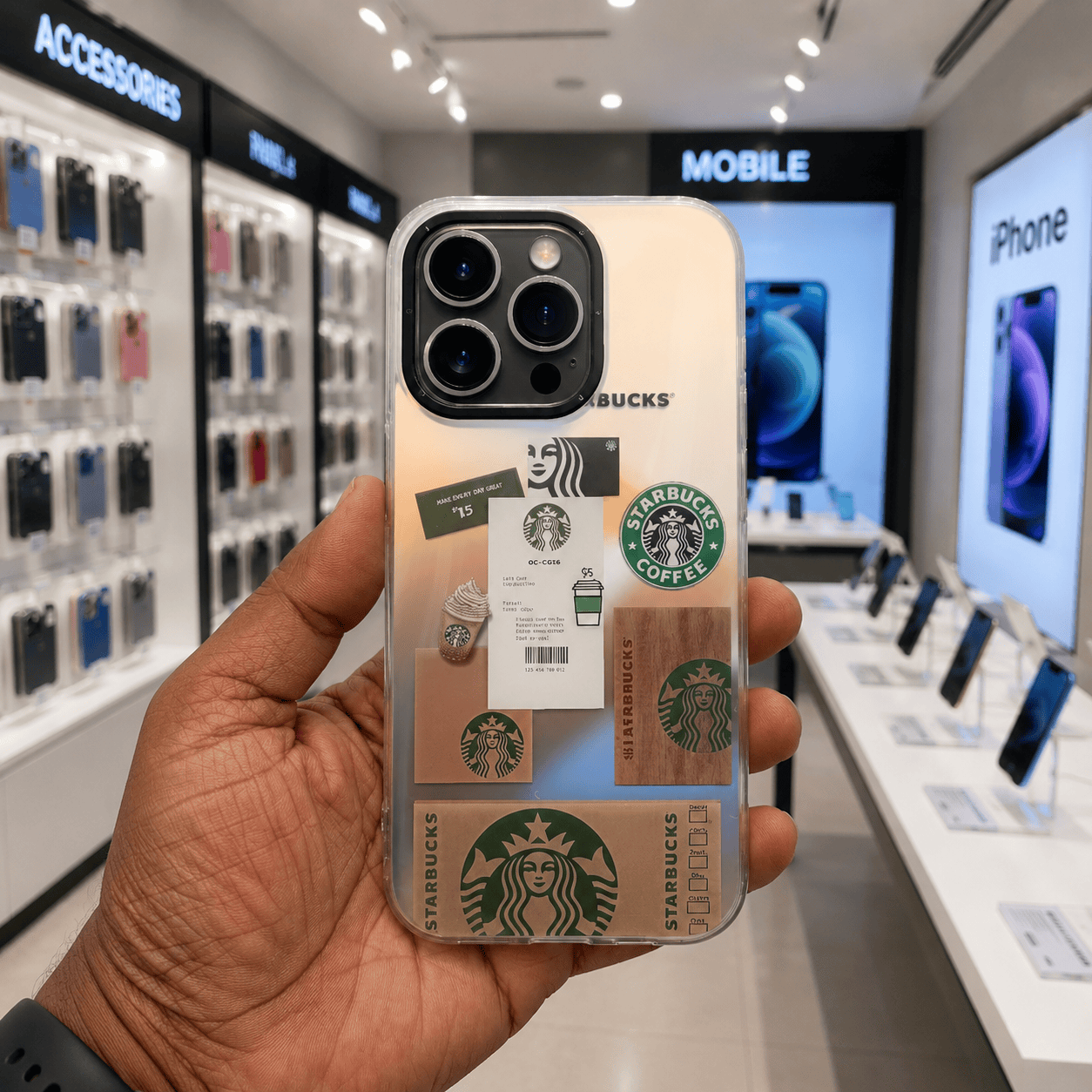 3D Starbucks Mobile Phone Case for iPhone 14 Pro Stylish Back Cover Onezeros.in