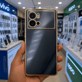 6D Golden Edge Chrome Back Cover For iQOO 9 Pro 5G Phone Case Black Onezeros.in