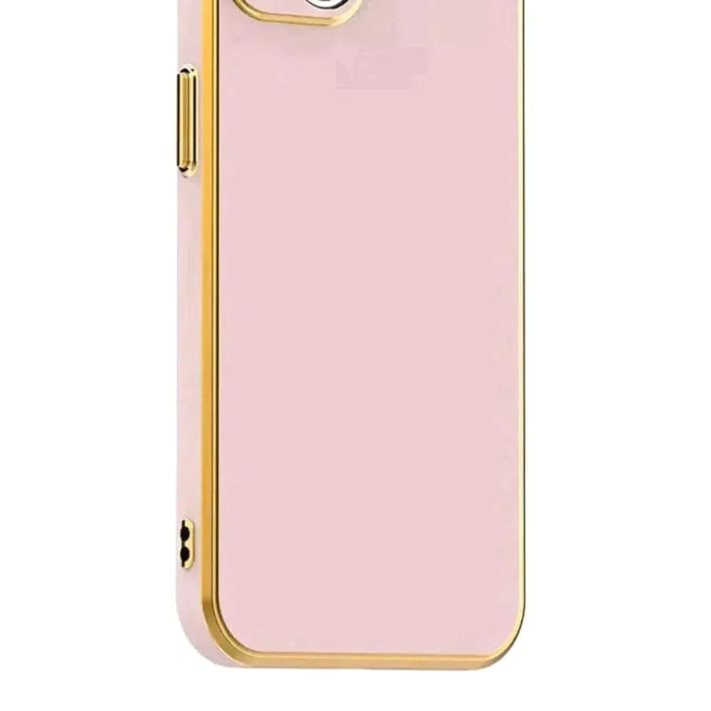 6D Golden Edge Chrome Back Cover For iQOO Z6 Pro/Vivo T1 Pro Phone Case Pink Onezeros.in