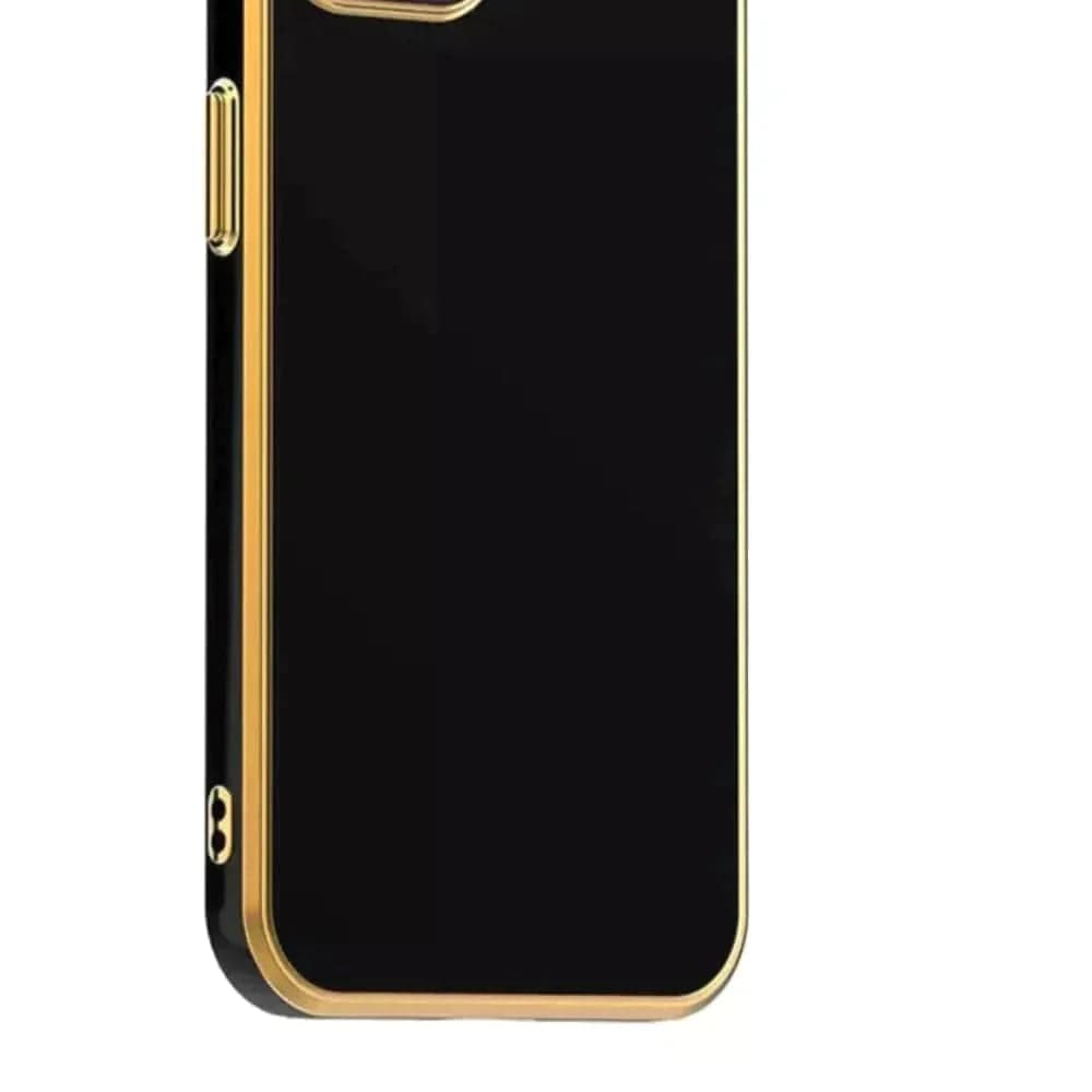 6D Golden Edge Chrome Back Cover For iQOO Z6 Pro/Vivo T1 Pro Phone Case Black Onezeros.in