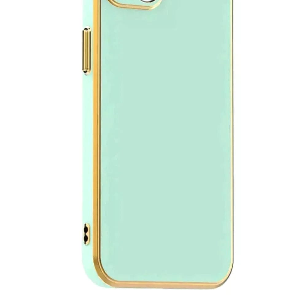 6D Golden Edge Chrome Back Cover For iQOO Z6 Pro/Vivo T1 Pro Phone Case Mint Green Onezeros.in