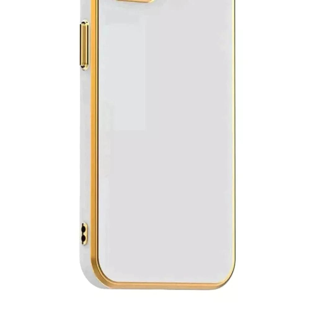 6D Golden Edge Chrome Back Cover For iQOO Z6 Pro/Vivo T1 Pro Phone Case White Onezeros.in