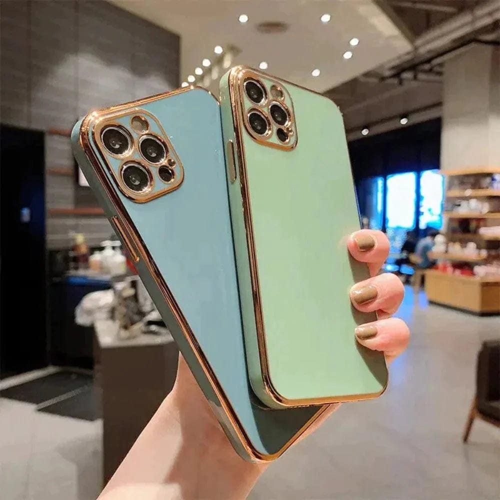 6D Golden Edge Chrome Back Cover For iQOO Z6 Pro/Vivo T1 Pro Phone Case Onezeros.in