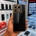 6D Golden Edge Chrome Back Cover For OnePlus 10T 5G Phone Case Black Onezeros.in