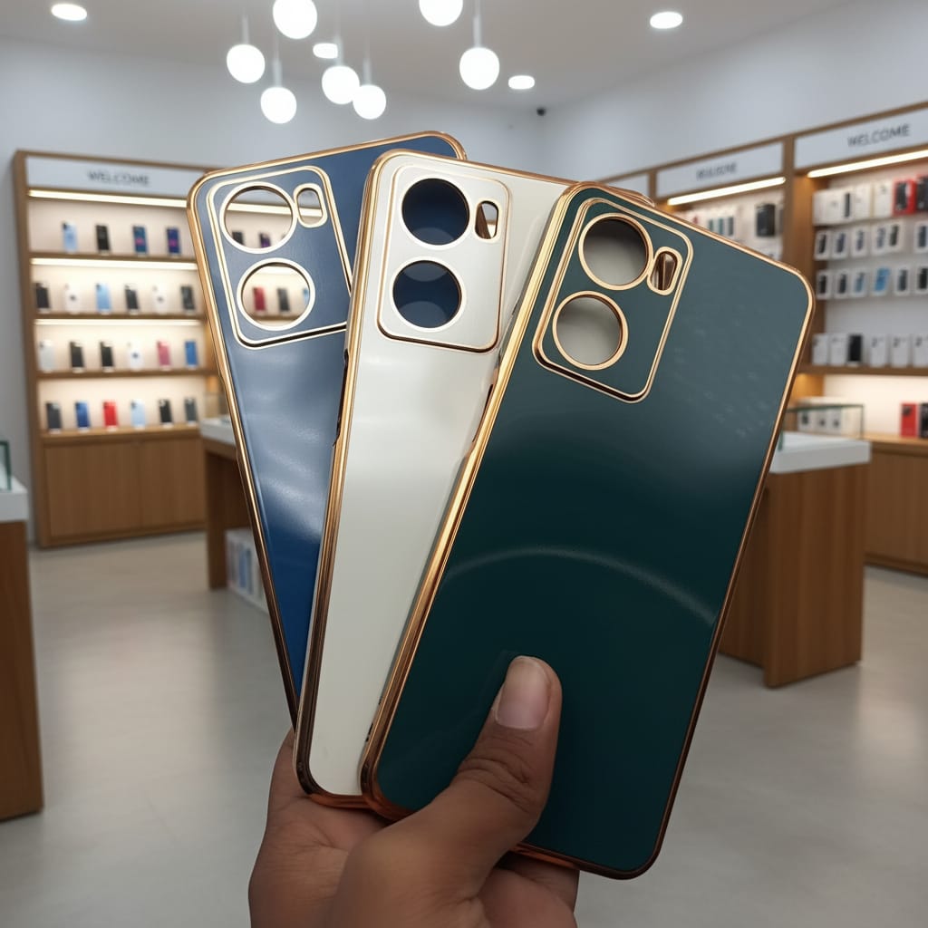 6D Golden Edge Chrome Back Cover For OPPO A77 Phone Case Onezeros.in