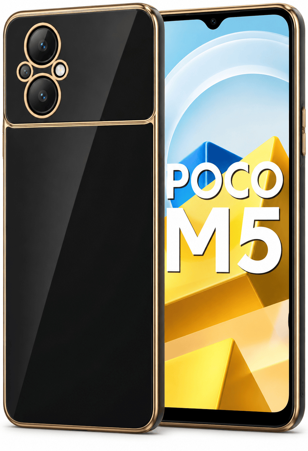6D Golden Edge Chrome Back Cover For Redmi 11 Prime 4G Phone Case Black Onezeros.in