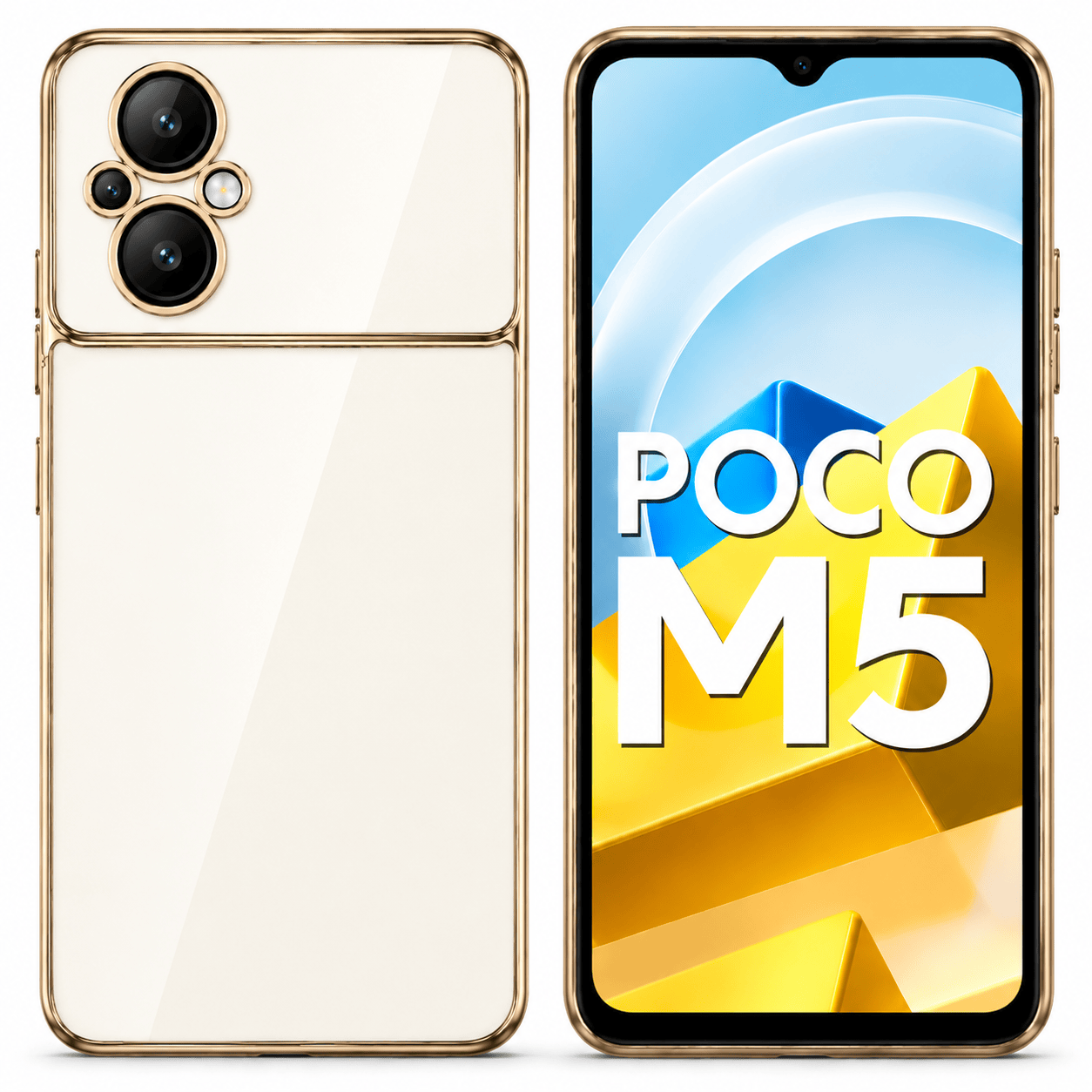 6D Golden Edge Chrome Back Cover For Redmi 11 Prime 4G Phone Case White Onezeros.in